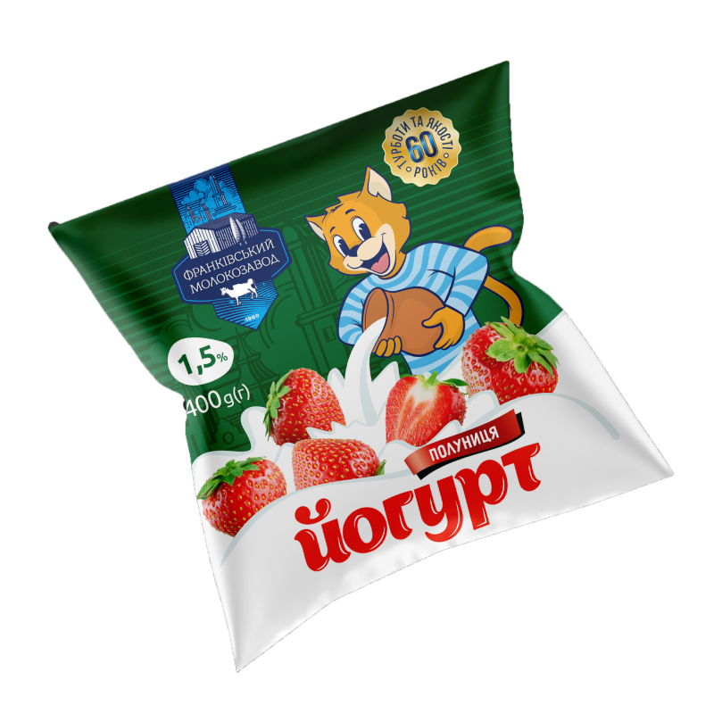 Йогурт питний ФРАНКІВСЬКИЙ МОЛОКОЗАВОД полуниця, 1,5%, 400 г